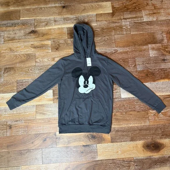 NWT Hooded Mickey Mouse Disney Grey Hoodie Sweatshirt - Men's Small - Picture 1 of 6